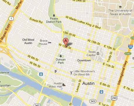 map of 827 W. 12th, The Well Ashiatsu Barefoot Massage Austin