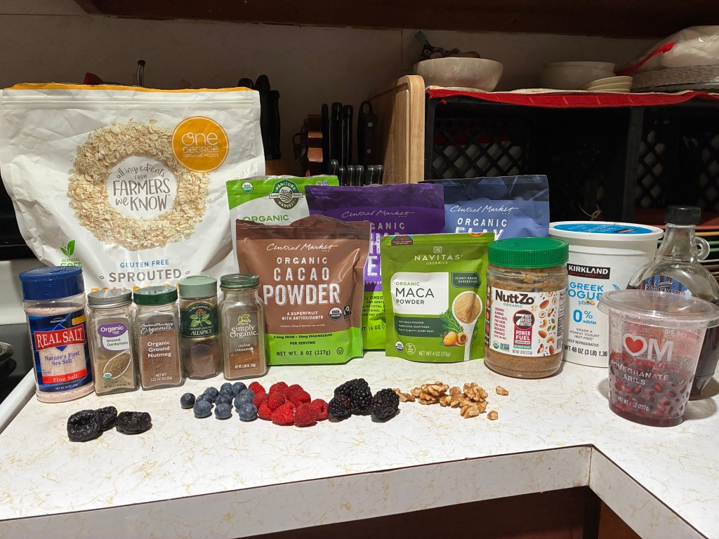 The ingredients, plus half a banana.